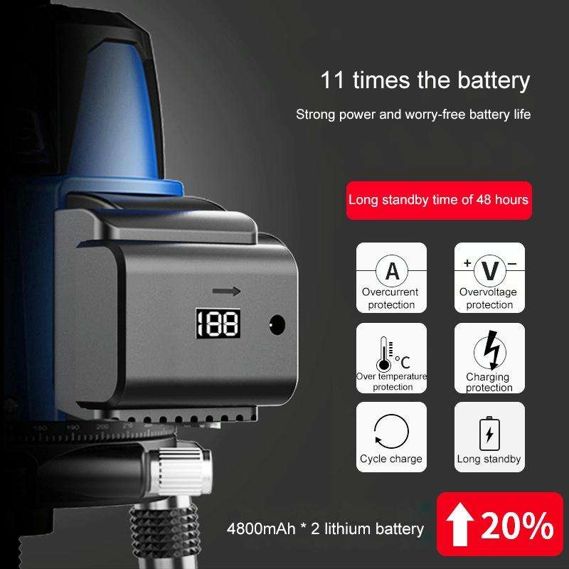 MBOOS Green Light 3 Line Outdoor Laser Level Instrument with Anti-drop Plastic Box & 1m Tripod