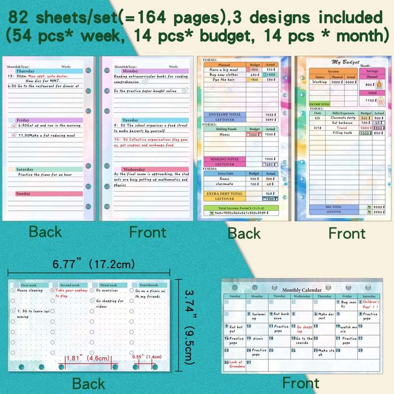 A6 6 Hole Budget Book Loose-leaf Replacement Core Handbook Insert,Spec: 3 In 1