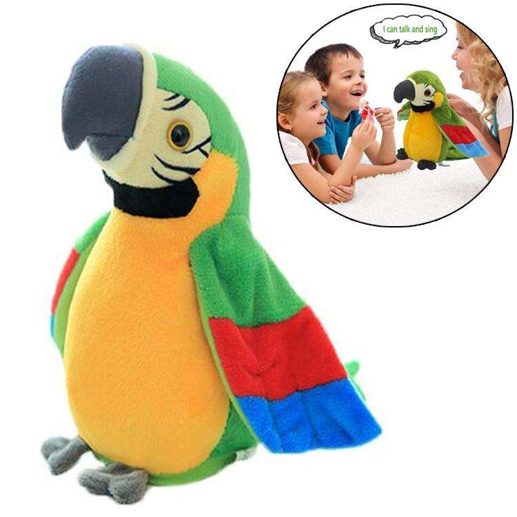 Plush Toy Parrots Recording Talking Parrots Will Twist the Fan Wings Children Toys, Size:Height 1...