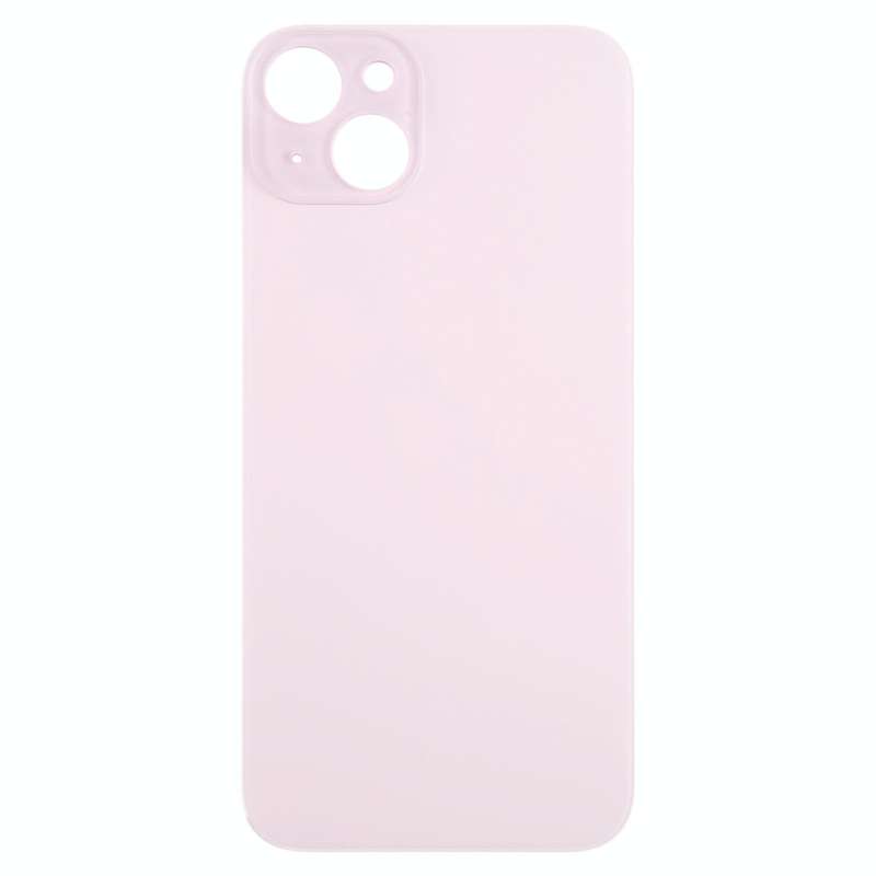 For iPhone 15 Plus Easy Replacement Big Camera Hole Glass Back Battery Cover(Pink)