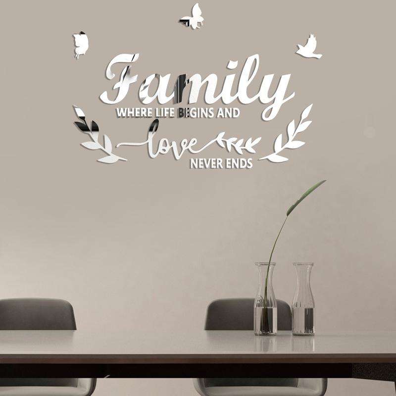 Acrylic Familylove Stereoscopic Mirror Wall Stickers Home Self-Adhesive Decorative Soft Mirror(Bl...