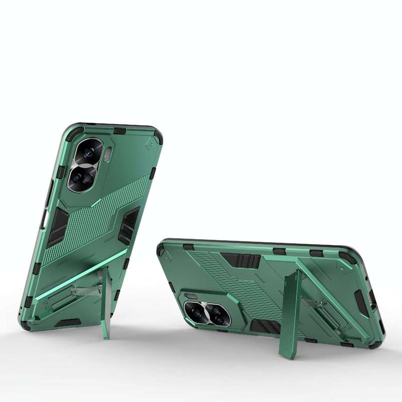 For Honor 90 Lite 5G Global Punk Armor 2 in 1 PC + TPU Phone Case with Holder(Green)