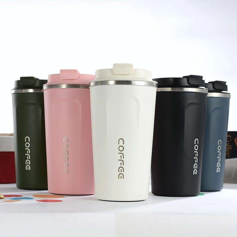 Double Stainless steel 304 Coffee Mug Car Thermos Mug Travel Thermo Cup 380ml(Pink)
