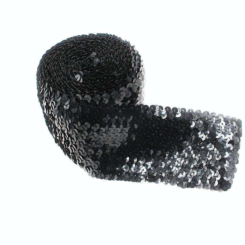 ZP000875 8 Rows Elastic Sequin Lace Webbing DIY Clothing Accessories, Length: 5m, Width: 7.5cm(Bl...