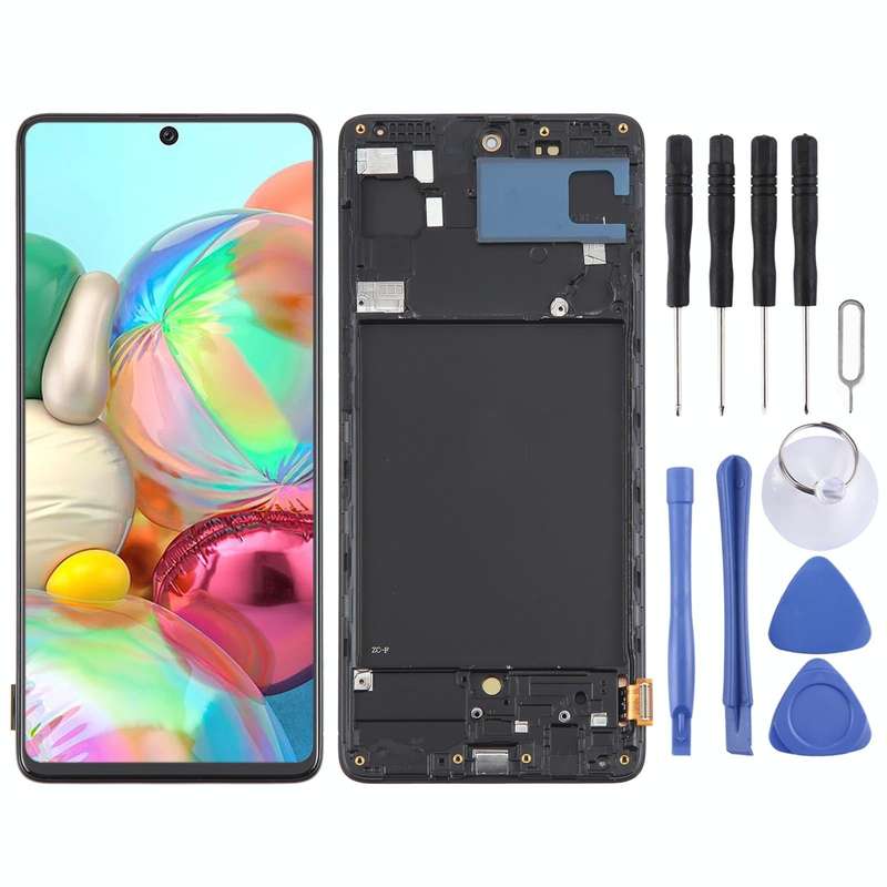 For Samsung Galaxy A71 4G SM-A715F 6.43 inch OLED LCD Screen Digitizer Full Assembly with Frame (...