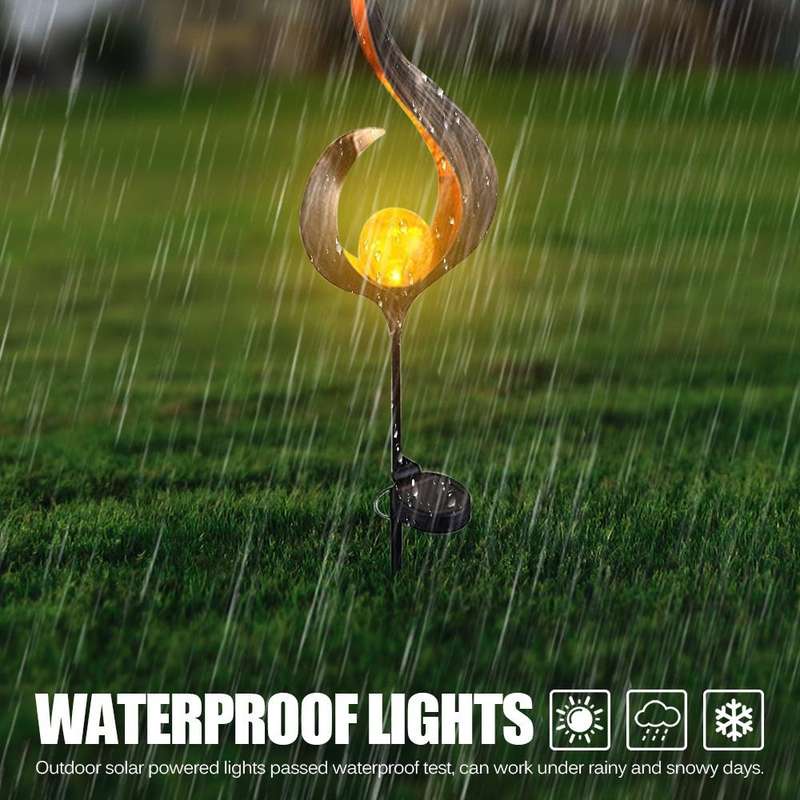 Solar Flame Light LED Iron Art Outdoor Garden Lawn Decorative Ground Plug Light Landscape Lamp(St...