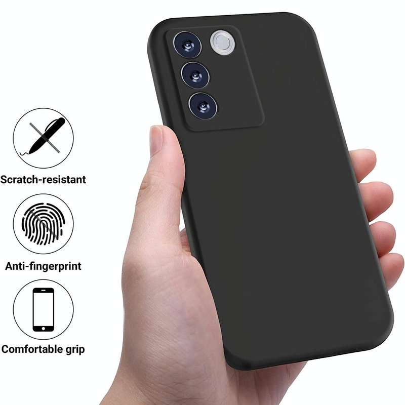 For vivo V27 / V27 Pro / S16 / S16 Pro Pure Color Liquid Silicone Shockproof Phone Case(Black)