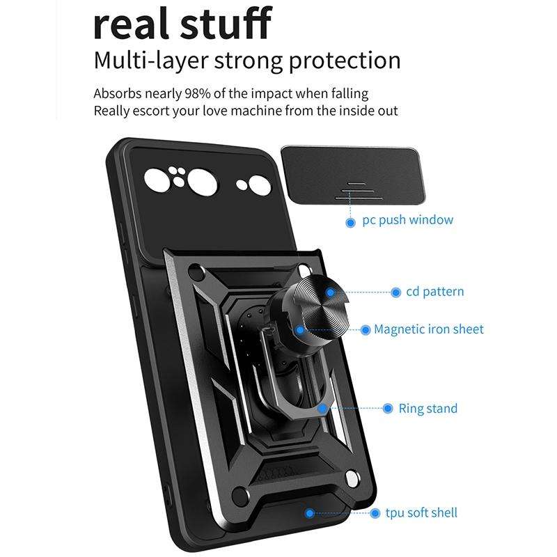 For Google Pixel 8 Pro 5G Sliding Camera Cover Design TPU Hybrid PC Phone Case(Black)