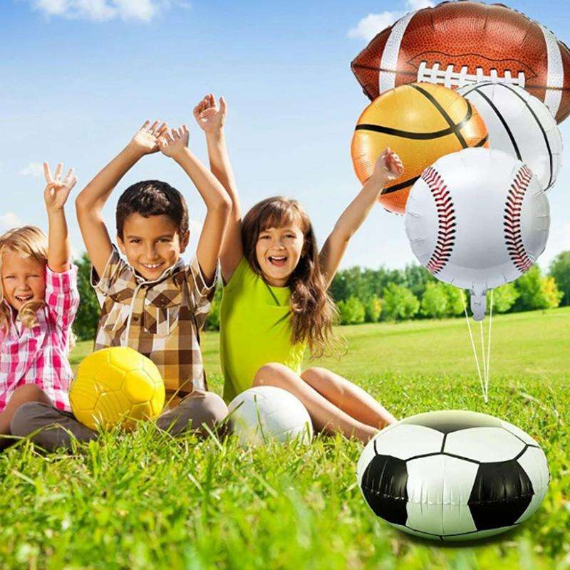 8 PCS Ball Team Game Sports Themed Party Decoration Balloons,Style: 4D Rugby Black and White