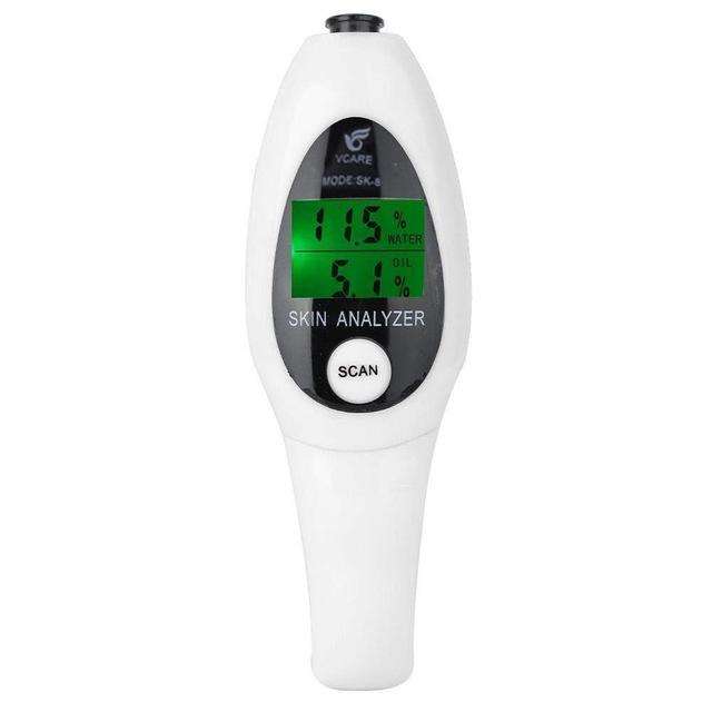 Mini Portable LCD Digital Moisture Skin Care Tester Moisture Oil Content Analyzer(White)