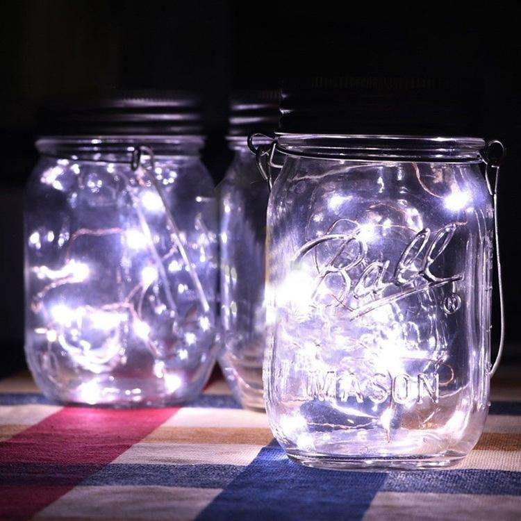 20 LEDs Solar Energy Mason Bottle Cap Pendent Lamp Outdoor Decoration Garden Light, Not Include B...