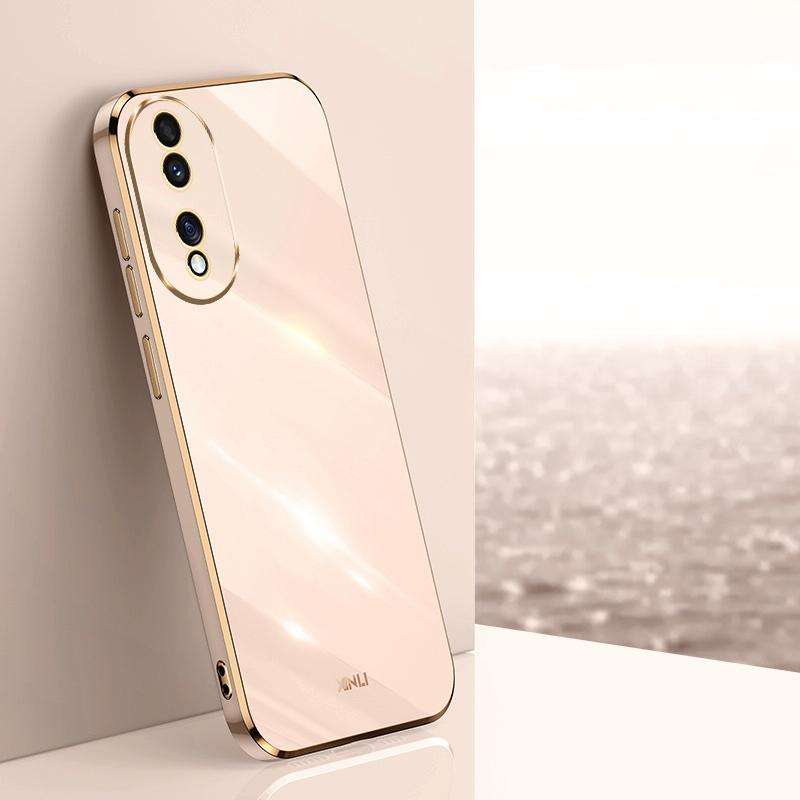 For Honor 90 XINLI Straight Edge 6D Electroplate TPU Phone Case(Pink)