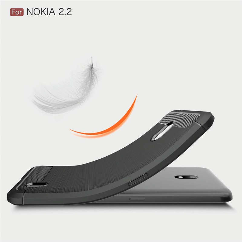 Brushed Texture Carbon Fiber TPU Case for Nokia 2.2(Black)