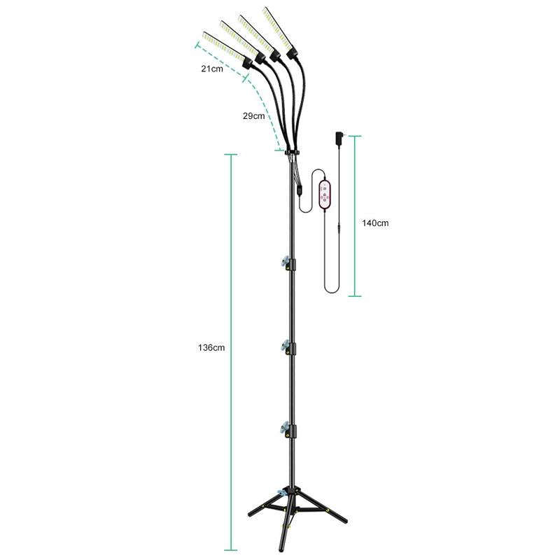 LED Growth Lamp Full-Spectrum Floor Tripod Plant Lamp Indoor Breeding Folding Filling Light, Spec...