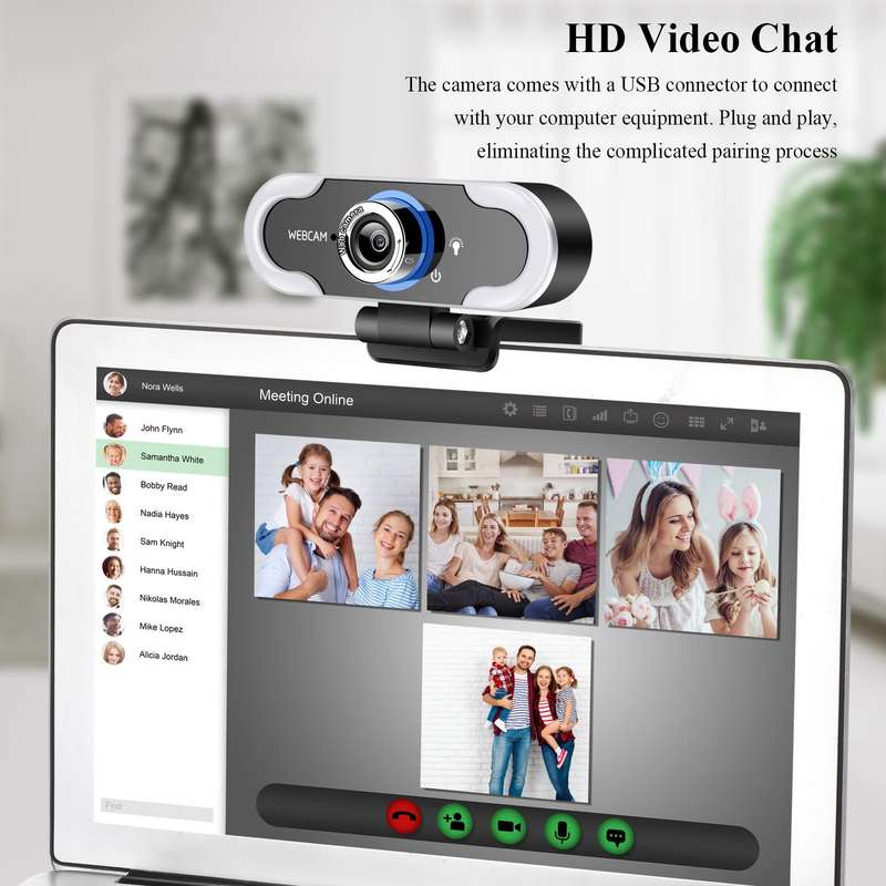 C13 1080P High-Definition Touch 3-level Brightness Web Camera Fill Light Camera Live Webcast Webc...