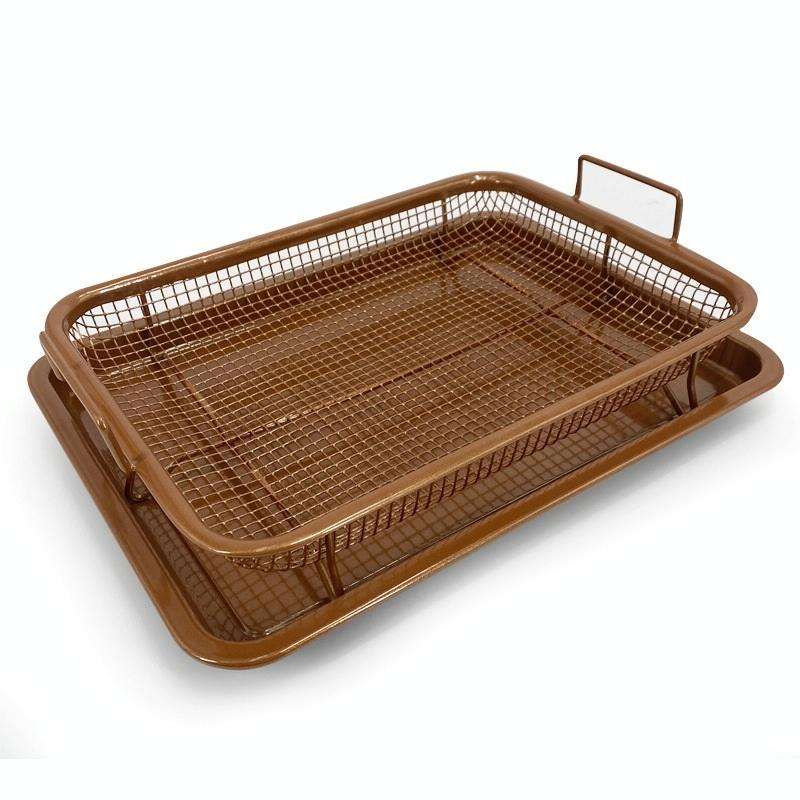 Oven Baking Stainless Steel Baking Pan Drain The Oil Mold, Specification: Square Bronze