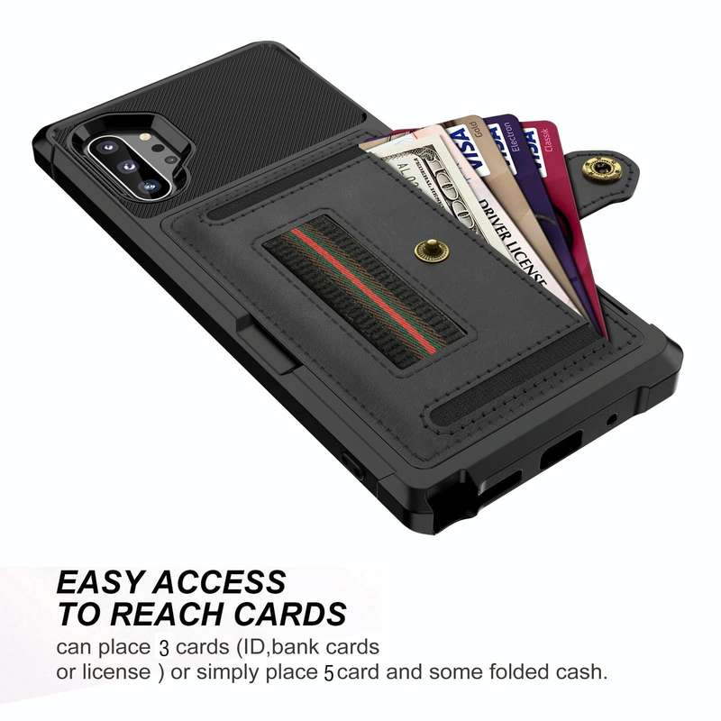 For Samsung Galaxy Note10+ ZM06 Card Bag TPU + Leather Phone Case(Black)