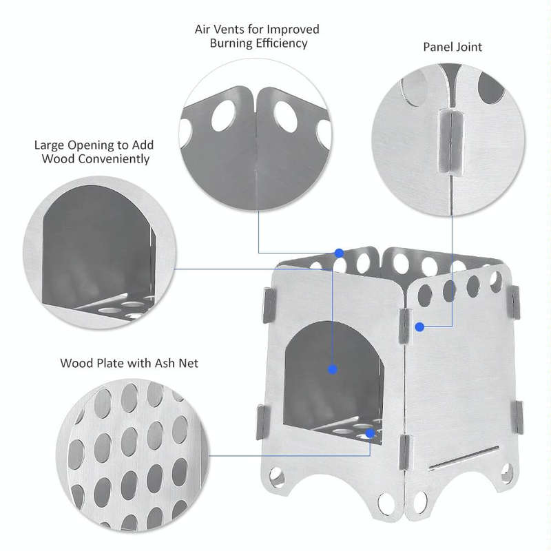 Camping Wood Stove Ultralight Folding Pocket Stove Outdoor Backpacking Cooking Wood Burning Stove...