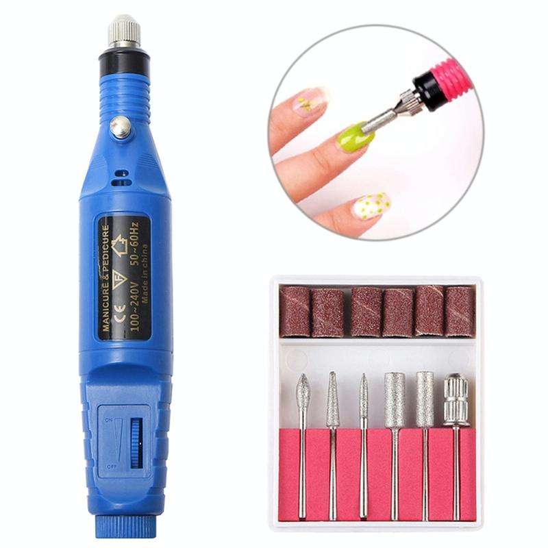 1 Set Power Professional Electric Manicure Machine Pen Pedicure Nail File Nail Tools 6 bits Drill...