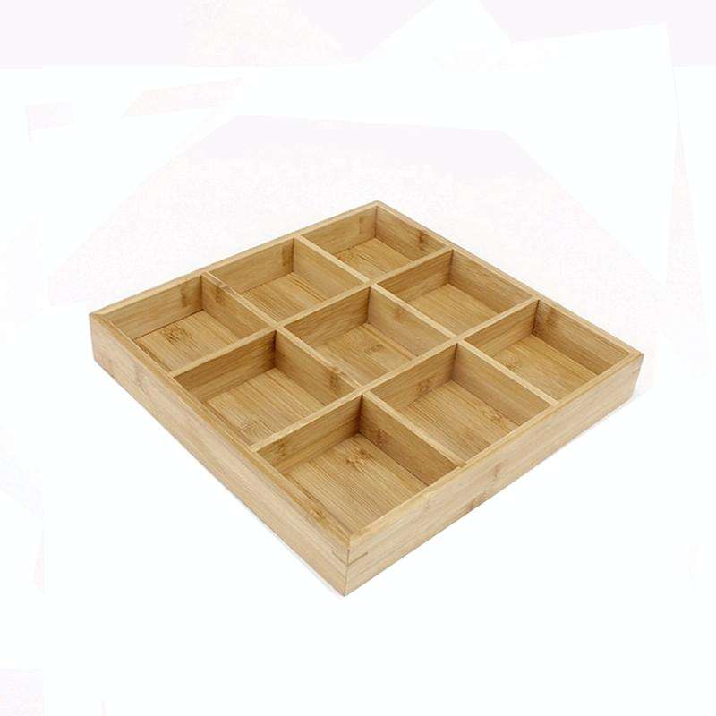 Hot Pot Bamboo Plate Compartmental Platter Vegetable Wood Tray Set Small Nine Grid Plate