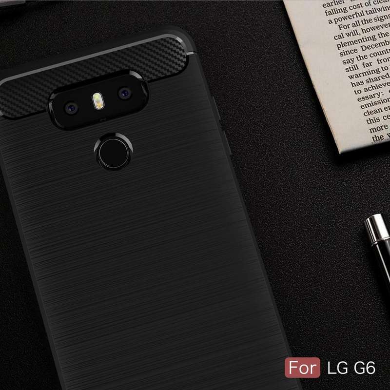 For LG G6 Brushed Carbon Fiber Texture Shockproof TPU Protective Cover Case (Blue)