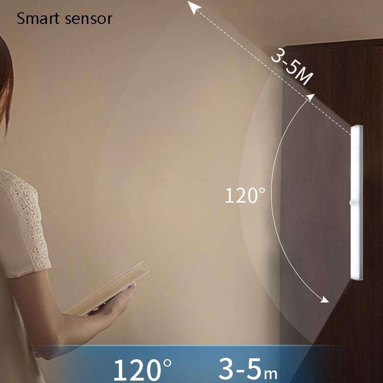 LED Human Body Induction Lamp Long Strip Charging Cabinet Lamp Strip, Size: 10cm(Silver and Warm ...