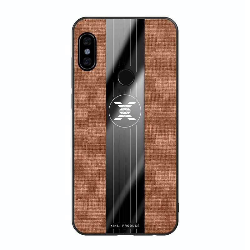 For Xiaomi Redmi Note 5 XINLI Stitching Cloth Texture Shockproof TPU Protective Case(Brown)