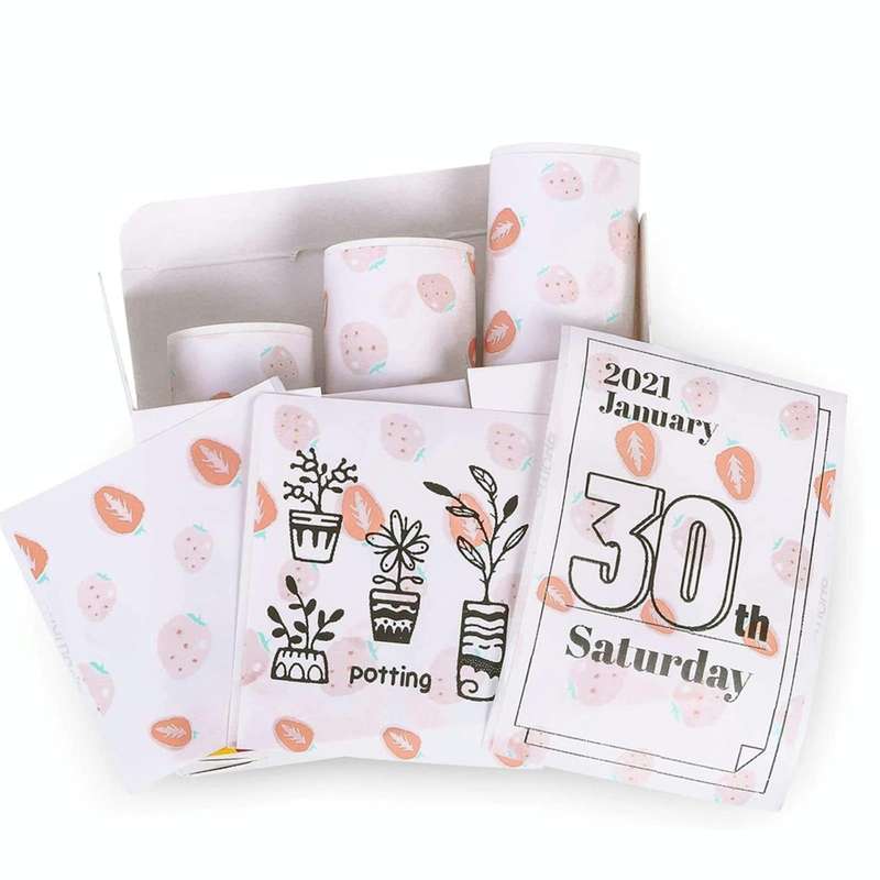 For Phomemo T02 3rolls Bluetooth Printer Thermal Paper Label Paper 50mmx3.5m 20 Years Milk Strawb...