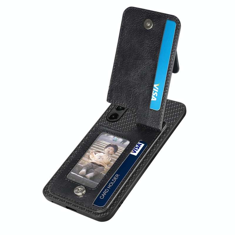For Samsung Galaxy A14 5G Carbon Fiber Vertical Flip Zipper Wallet Phone Case(Black)