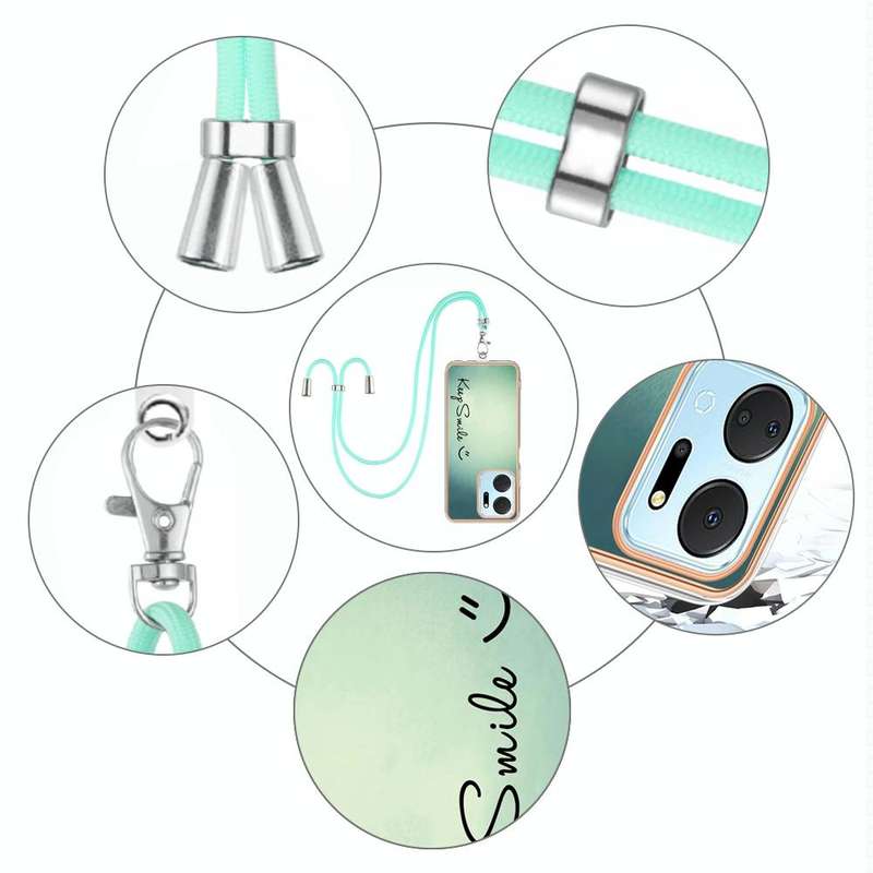 For Honor X7a Electroplating Dual-side IMD Phone Case with Lanyard(Smile)