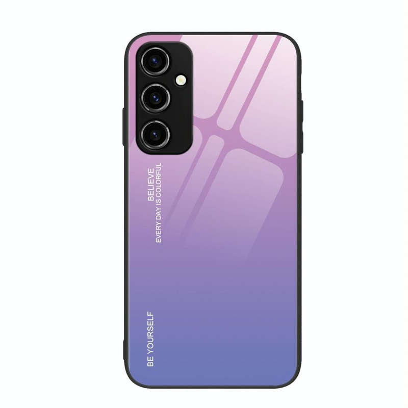 For Samsung Galaxy A34 5G Gradient Color Glass Phone Case(Pink Purple)