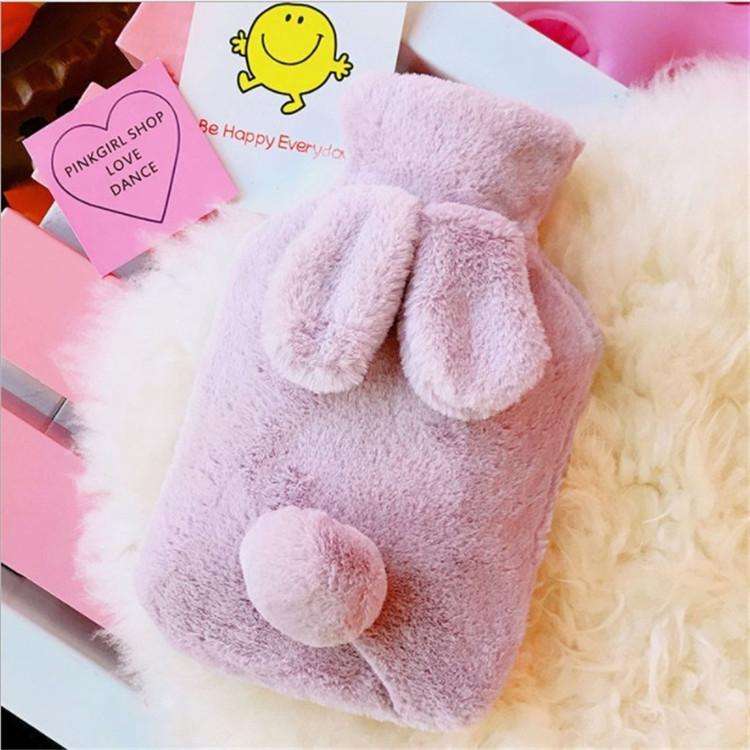 Cute Rabbit Hot Water Bottle Water Heating Handbag(Purple)