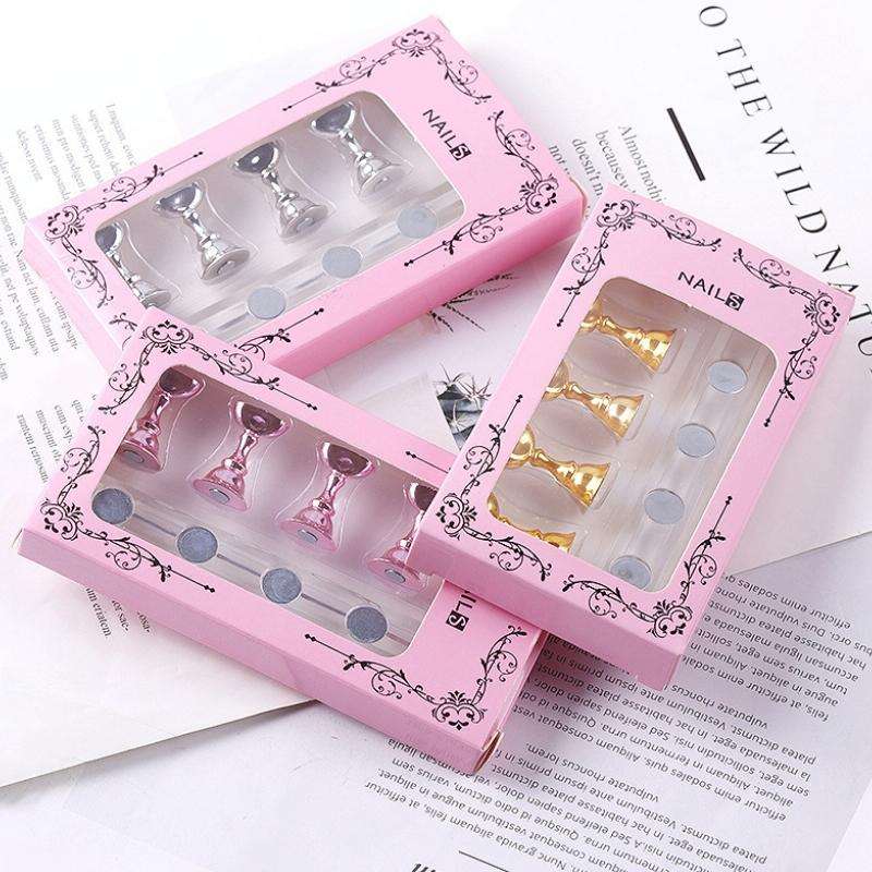 2 PCS Nail Art Chessboard Holder Nail Sheet Acrylic Base Practice Stand(Gold)