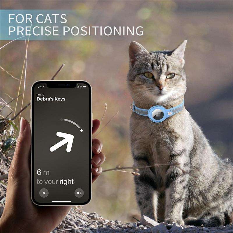For Airtag Tracker Protective Cover Pet PU Collar, Specification: XS(Black)
