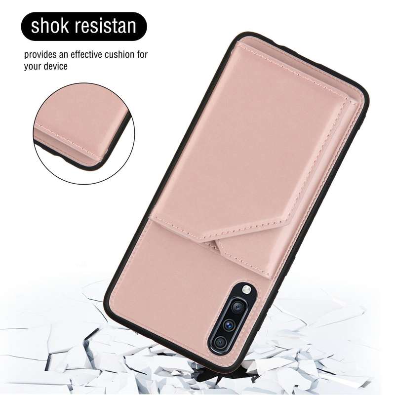 For Samsung Galaxy A70 & A70s Skin Feel PU + TPU + PC Back Cover Shockproof Case with Card Slots ...
