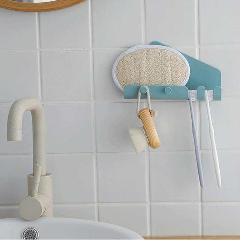 Wall Mounted 4 Hooks Mobile Phone Hanging Holder Hook Charging Stand Bracket(White)