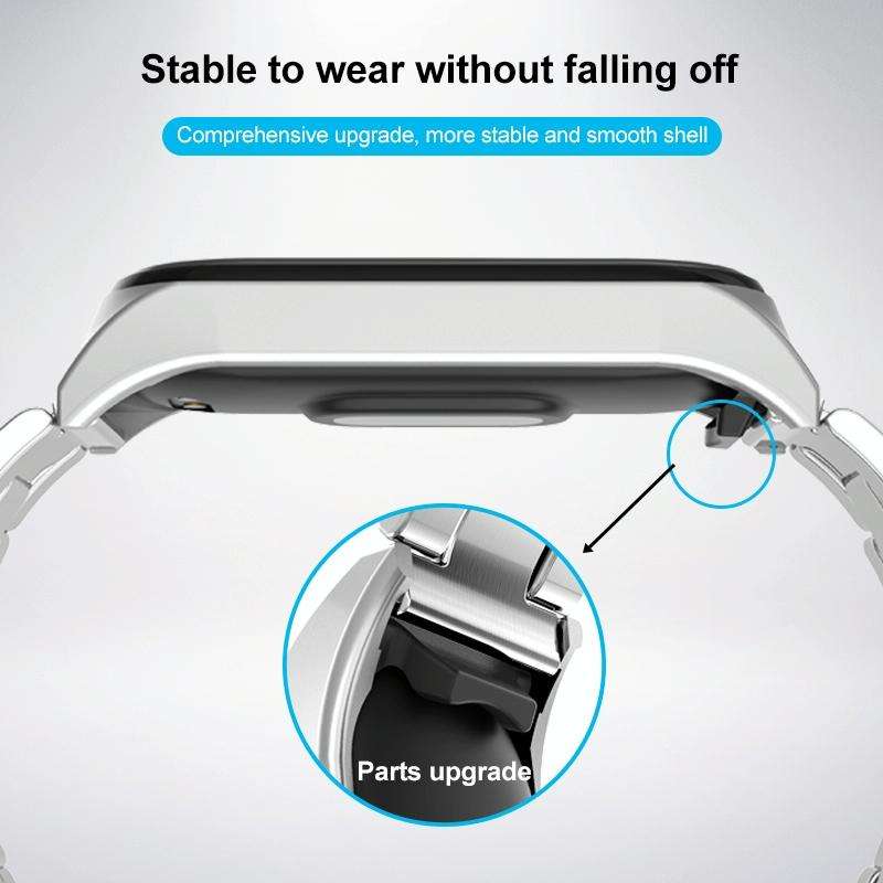 For Xiaomi Mi Band 7 Three-bead Stainless Steel Watch Band(Black)