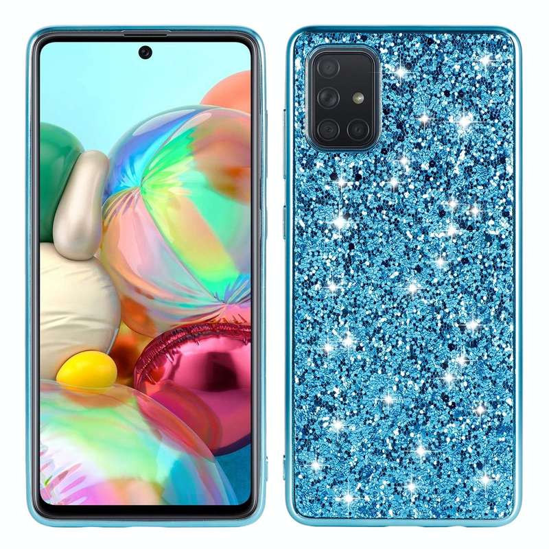 For Samsung Galaxy A73 Glitter Powder Shockproof TPU Phone Case(Blue)