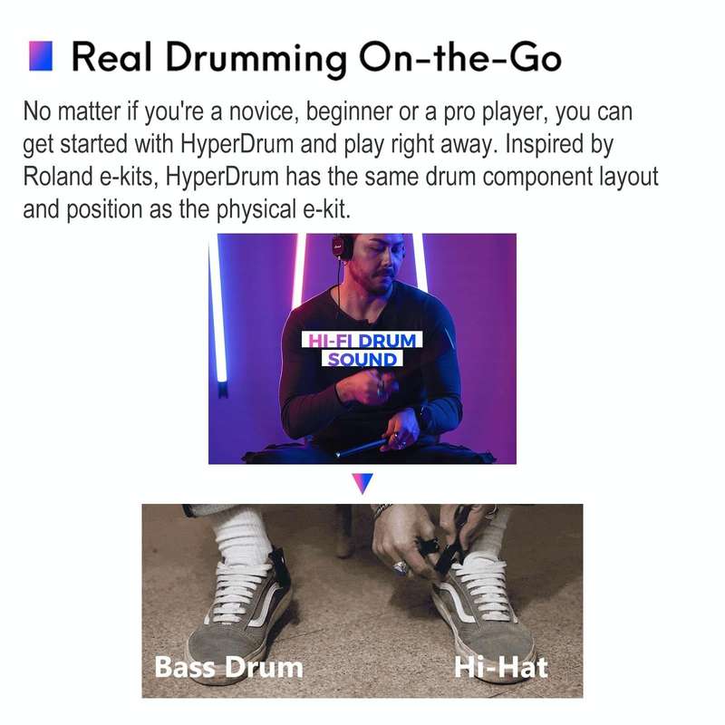 Hyperdrum Somatosensory Virtual Drum Kit Smart Portable Musical Instrument (Black)