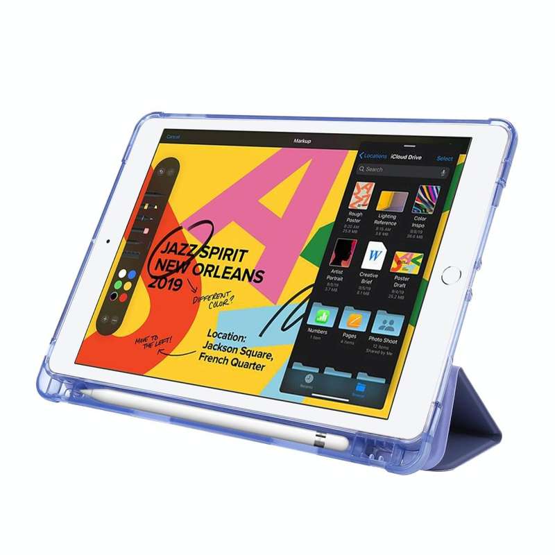 For iPad 10.2 2021 / 2020 / 2019 Airbag Horizontal Flip Leather Case with Three-fold Holder & Pen...