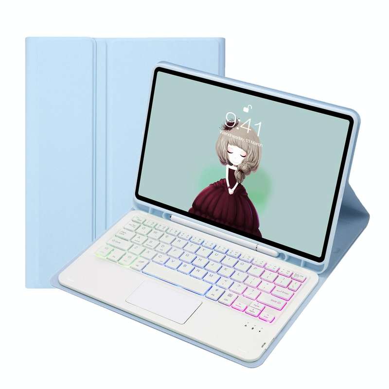 For Samsung Galaxy Tab S8 / S7 A700B-AS Candy Color Backlight Bluetooth Keyboard Leather Tablet C...