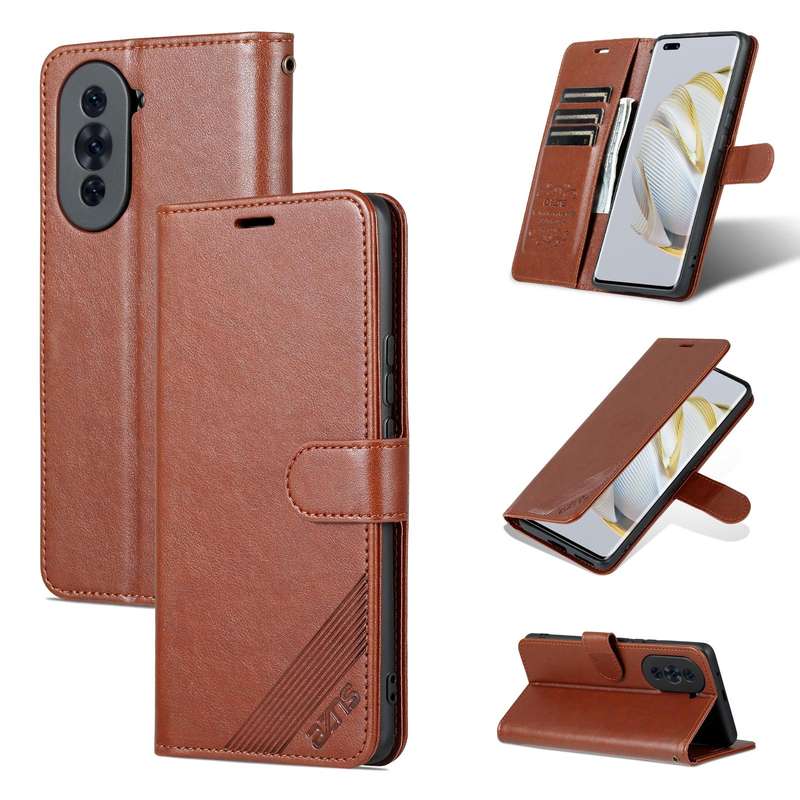 For Huawei nova 10 Pro AZNS Sheepskin Texture Flip Leather Phone Case(Brown)