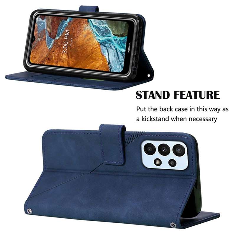 For Samsung Galaxy A73 5G Crossbody 3D Embossed Flip Leather Phone Case(Blue)