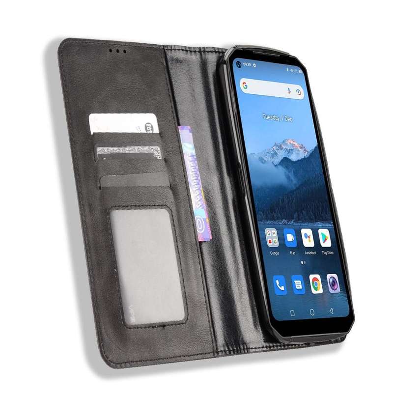 For Oukitel WP16 Magnetic Buckle Retro Texture Leather Phone Case(Black)