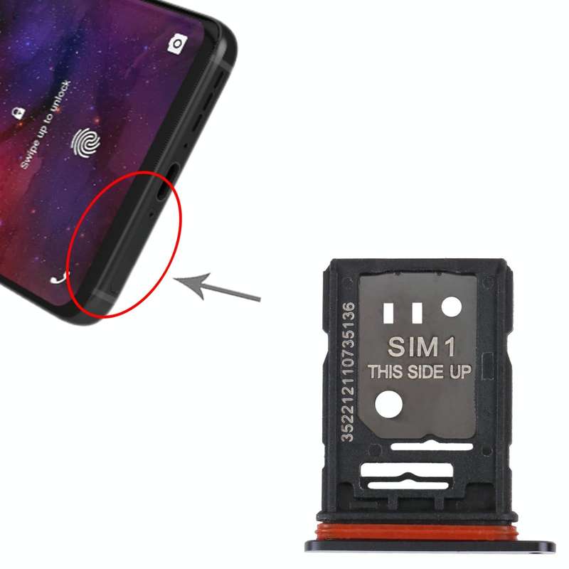 For TCL 10 Pro Original SIM Card Tray + SIM / Micro SD Card Tray(Black)