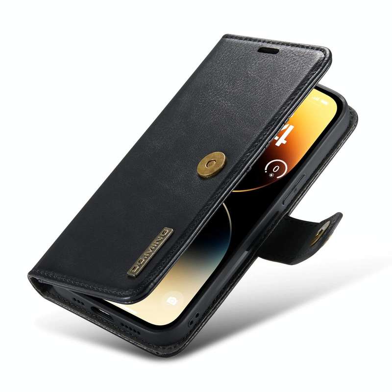 For iPhone 14 Pro Max DG.MING Crazy Horse Texture Detachable Magnetic Leather Case(Black)