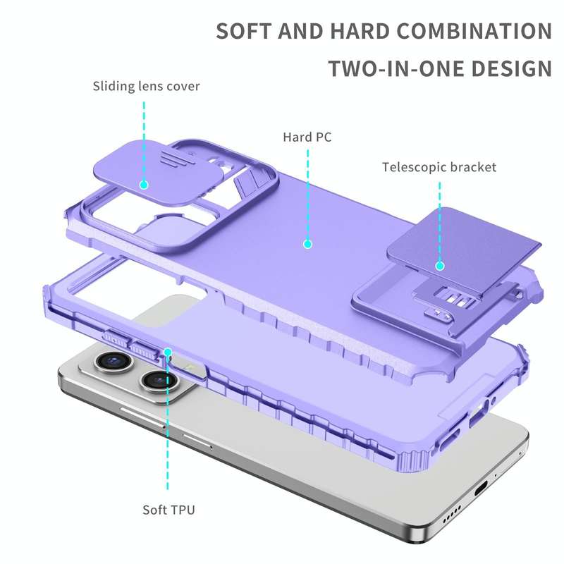 For Xiaomi Redmi Note 12 Pro 5G / Poco X5 Pro Stereoscopic Holder Sliding Camshield Phone Case(Pu...