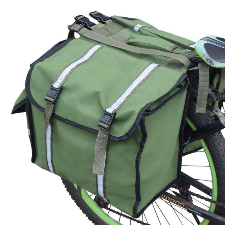 Waterproof Canvas Bicycle Saddle Bag Backpack Motorcycle Bag(Green)