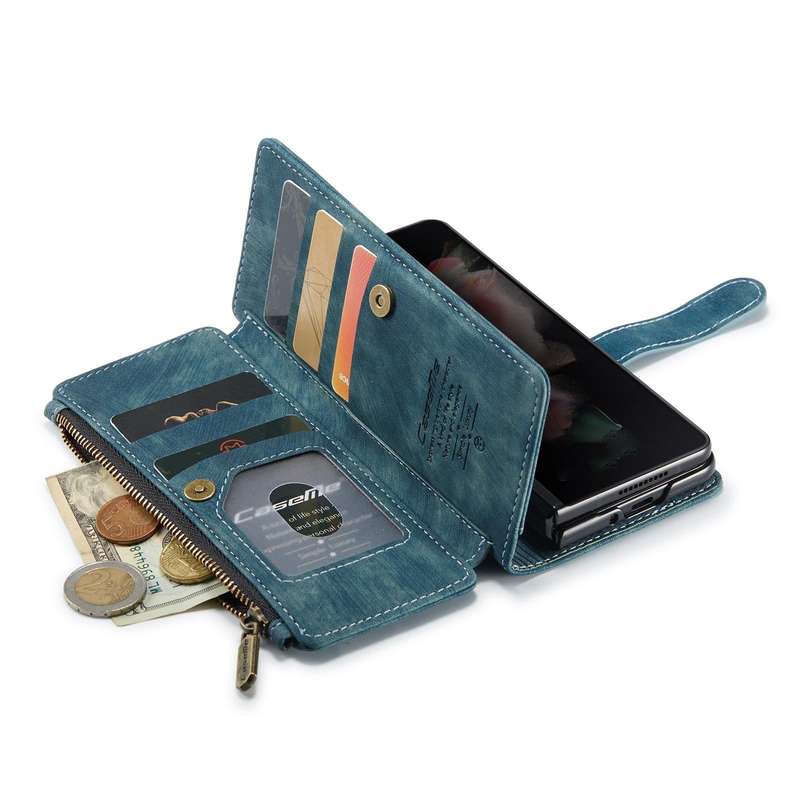 For Samsung Galaxy Z Fold4 5G CaseMe C30 Multifunctional Phone Leather Phone Case(Blue)