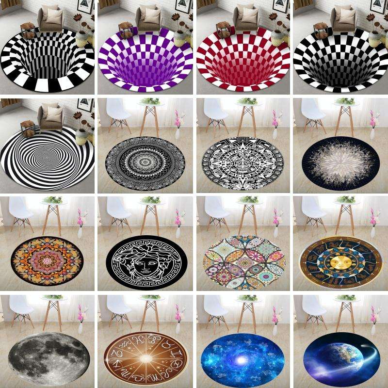 3D Illusion Stereo Vision Carpet Living Room Floor Mat, Size: 100x100cm(Round L)